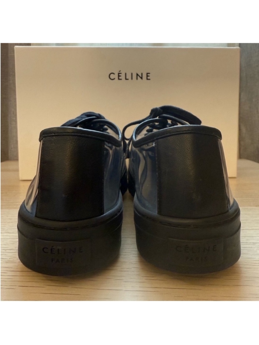 Celine Black Transparent Lace-Up Platform Sneakers - Picture 6 of 9